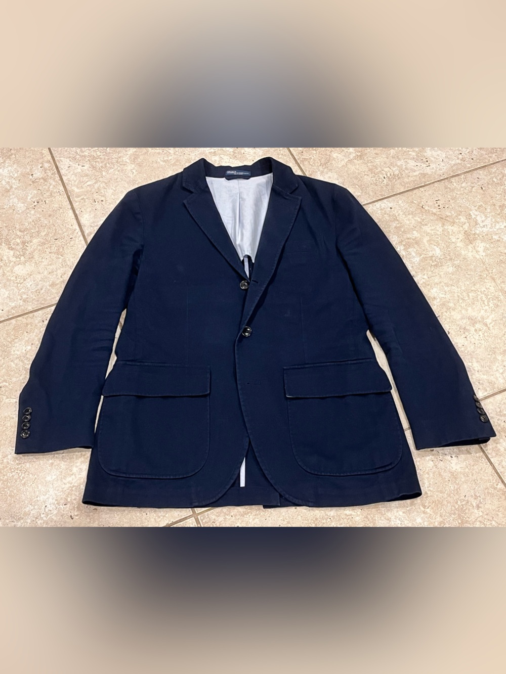 Polo Ralph Lauren Men's 40R Blazer Navy Blue 100% Cotton Sport Coat Jacket MINT!